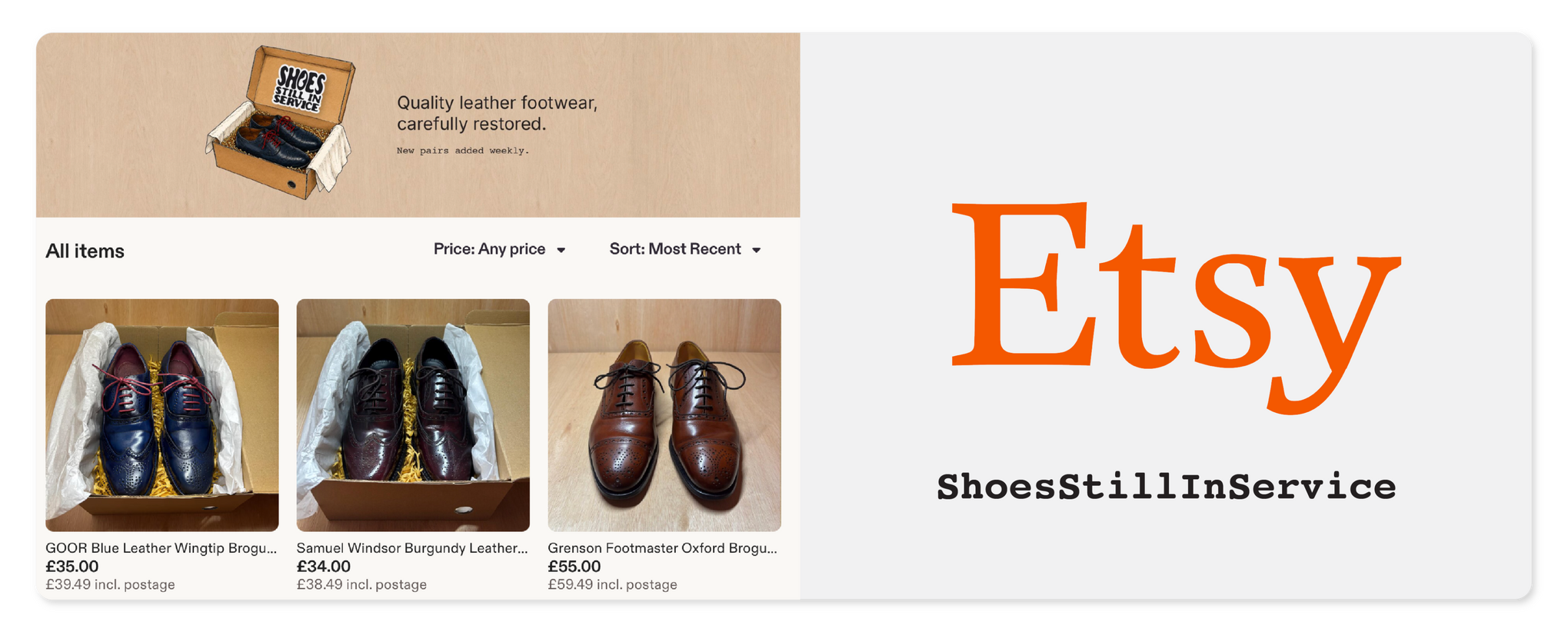 Etsy shop ShoesStillInService